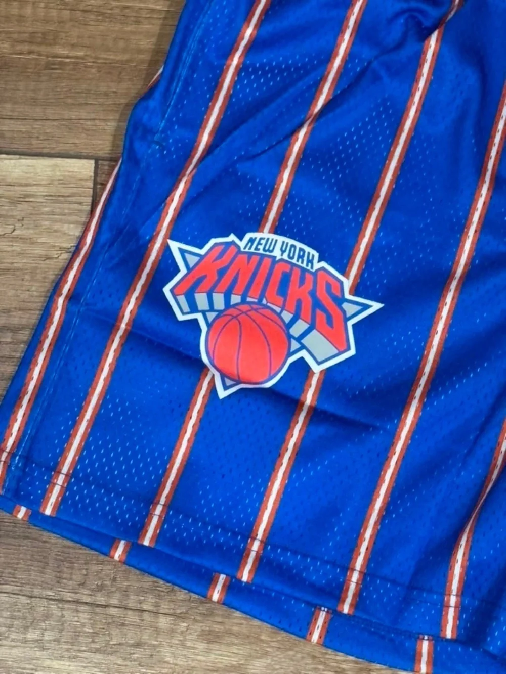 Eric Emanuel EE New York Knicks NBA Blue and Orange Mesh Pinstripe Shorts - Picture 3 of 11